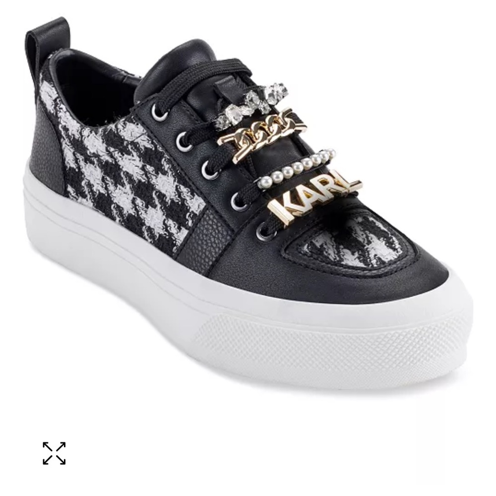 Karl Lagerfeld Black and White Houndstooth Sneakers